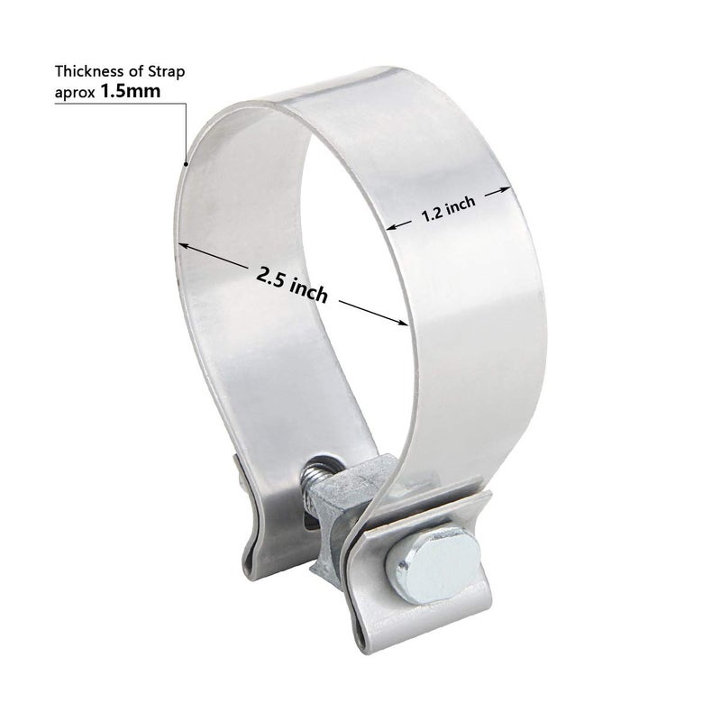 LCGP 2PCS 2.5" Exhaust Band Seal Clamps for Muffler Pipes Exhaust tip Connect,Stainless Steel - Image 2